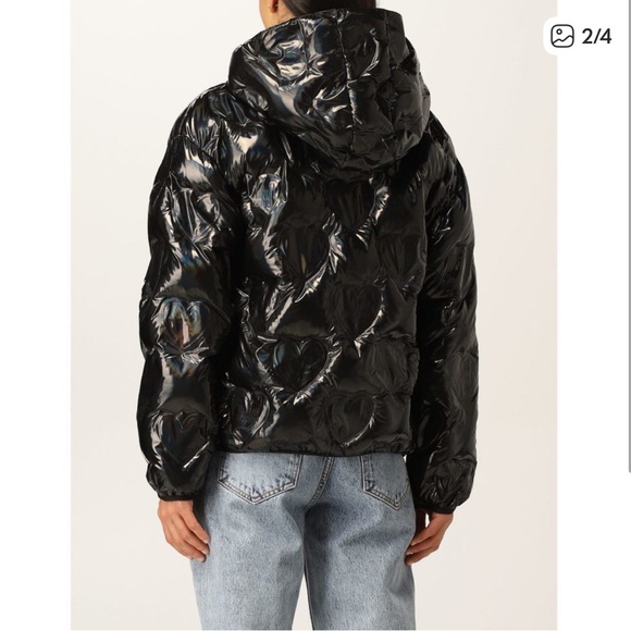 Love Moschino Puffer Coat Black Shiny Heart Logo - Picture 4 of 11
